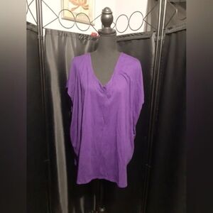 Cacique Sleepwear V-Neck Purple Top Size 22/24 Intimate Lounge Wear
